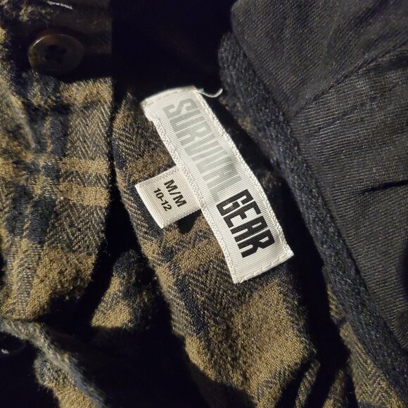 survival gear 10-12 plaid hoodie shirt for kids like new medium size flannel - Picture 3 of 3